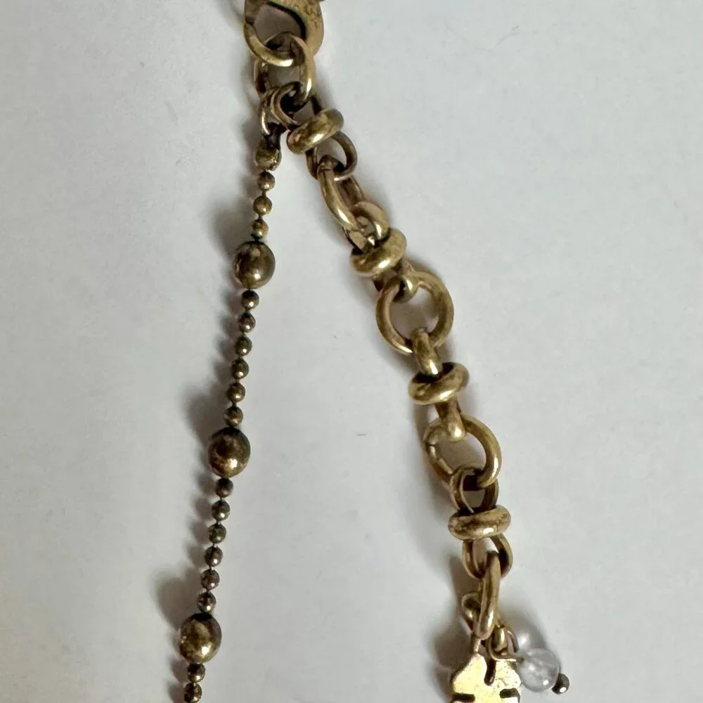 Vintage Lucky Gold Tone Moonglow Pendant Necklace with Matching Dangle Earrings - Picture 10 of 16